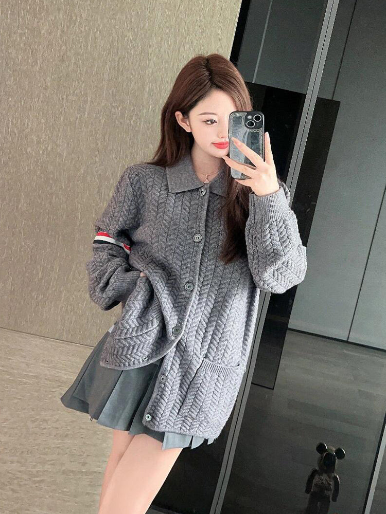 Unisex Herringbone Cardigan Jacket  TREND