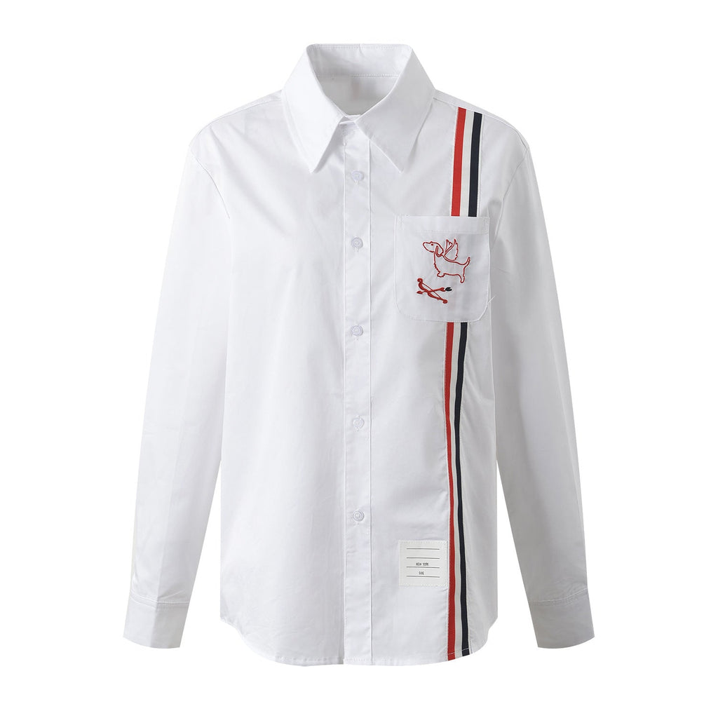 Womens dog embroidered shirt
