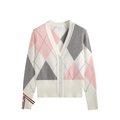 2025SS Diamond-patterned contrast cardigan  TREND