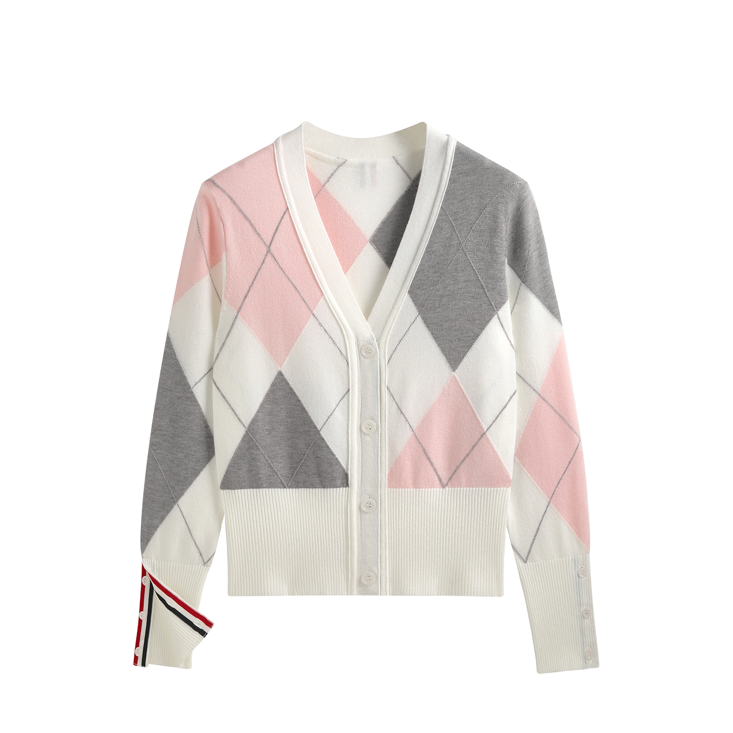2025SS Diamond-patterned contrast cardigan  TREND