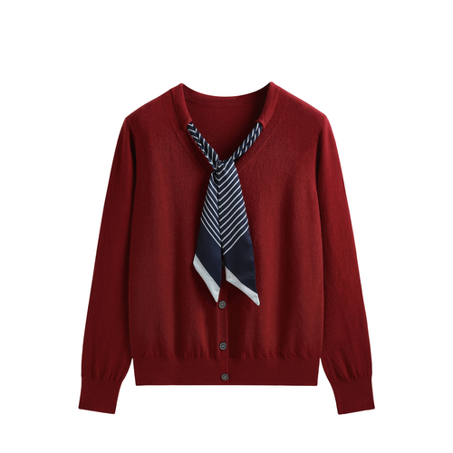 2025SS Tie-knitted scarf bow cardigan  TREND