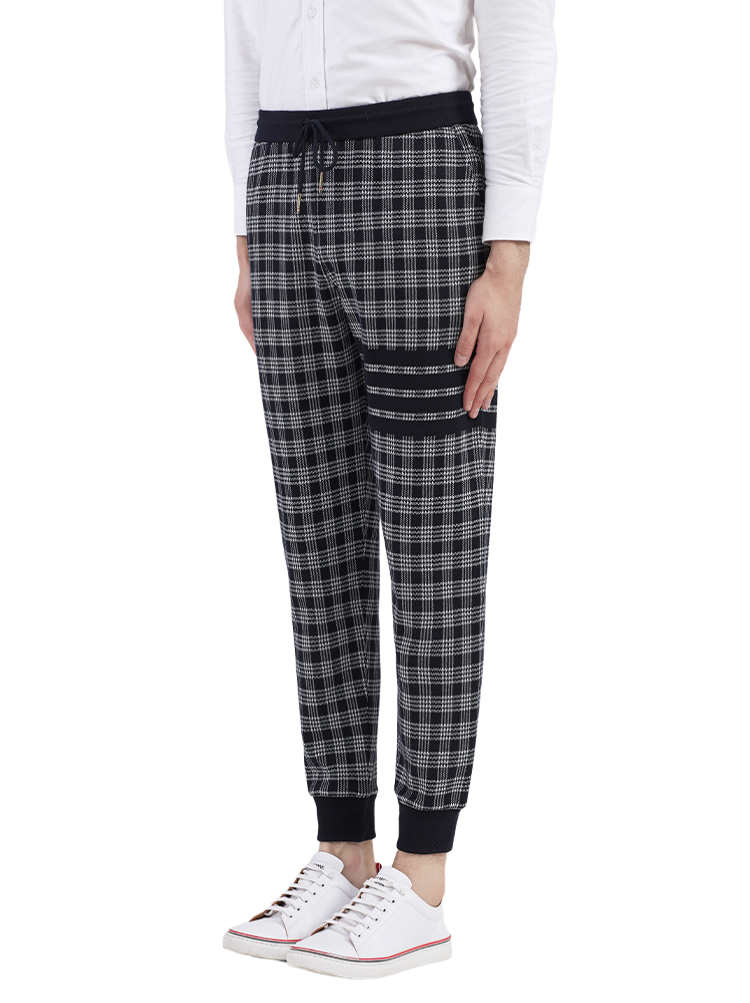 Four-bar striped plaid sweatpants  TREND
