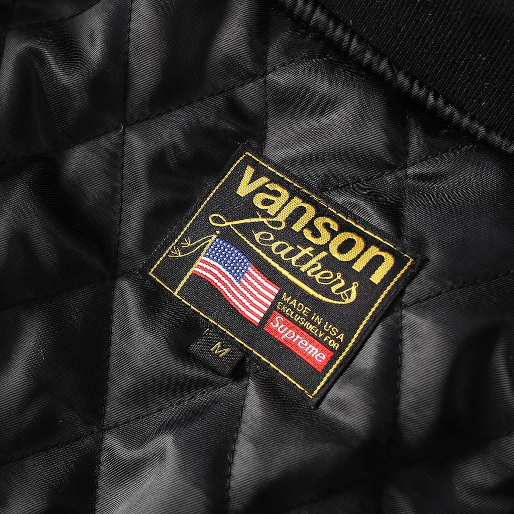 Embroidered Logo Patch Zip-Up Leather Jacket