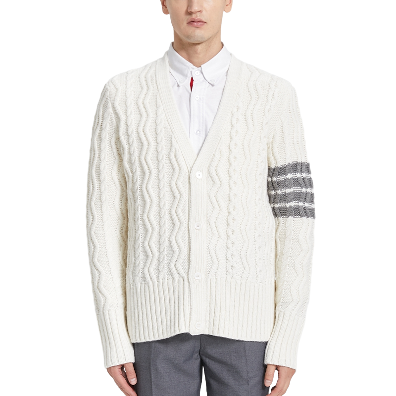 Classic Striped Cable Sweater Jacket  TREND