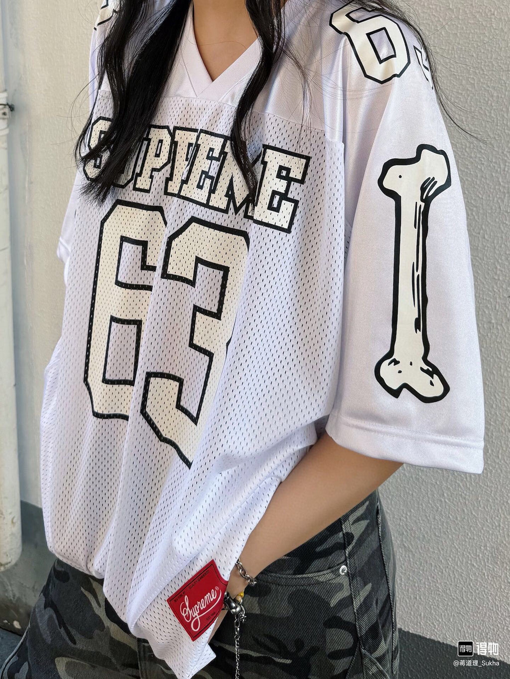 Bones Logo Patch Mesh Football Jersey