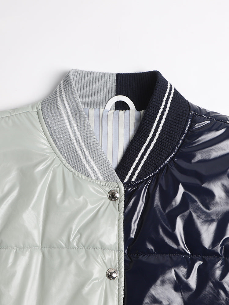 Unisex Shiny Colorblock Baseball Collar Vest  TREND