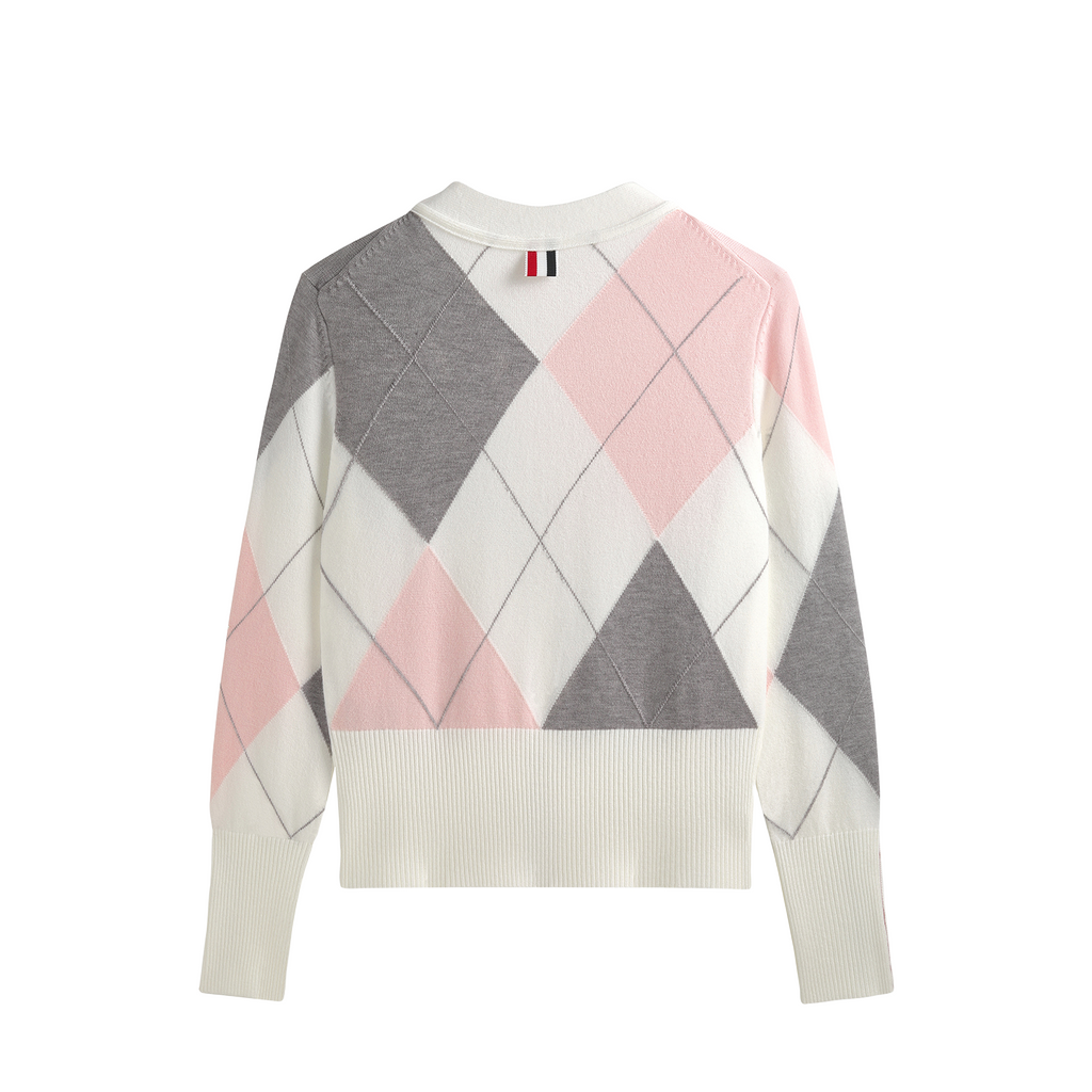2025SS Diamond-patterned contrast cardigan  TREND