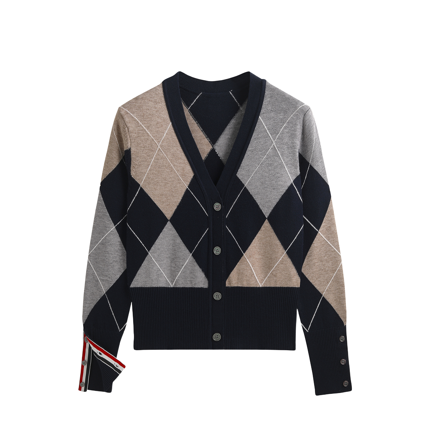 2025SS Diamond-patterned contrast cardigan  TREND