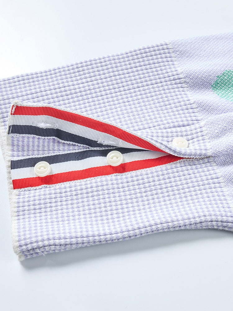 Four-Stripe Pink V-Neck Cardigan????¨¤?¨¤??¨º?  TREND