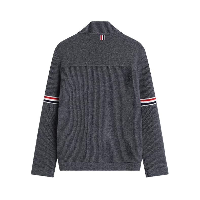 Mens double sleeve striped wool coat 
