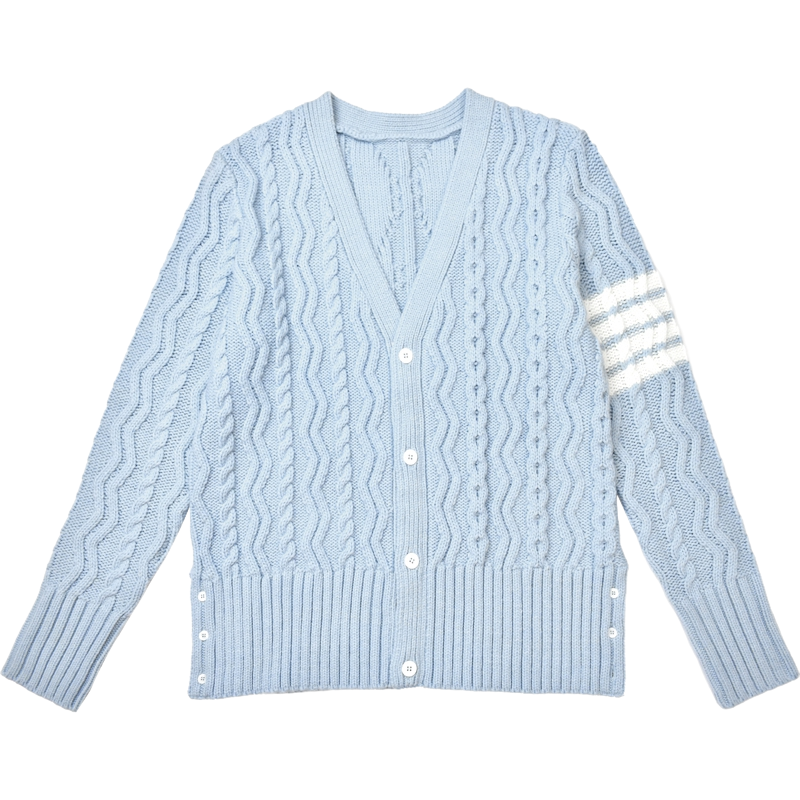 Classic Striped Cable Sweater Jacket  TREND