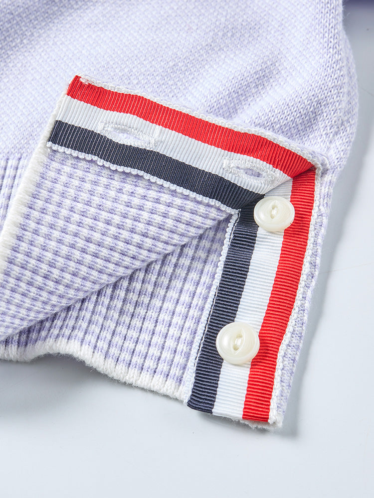 Four-Stripe Pink V-Neck Cardigan????¨¤?¨¤??¨º?  TREND