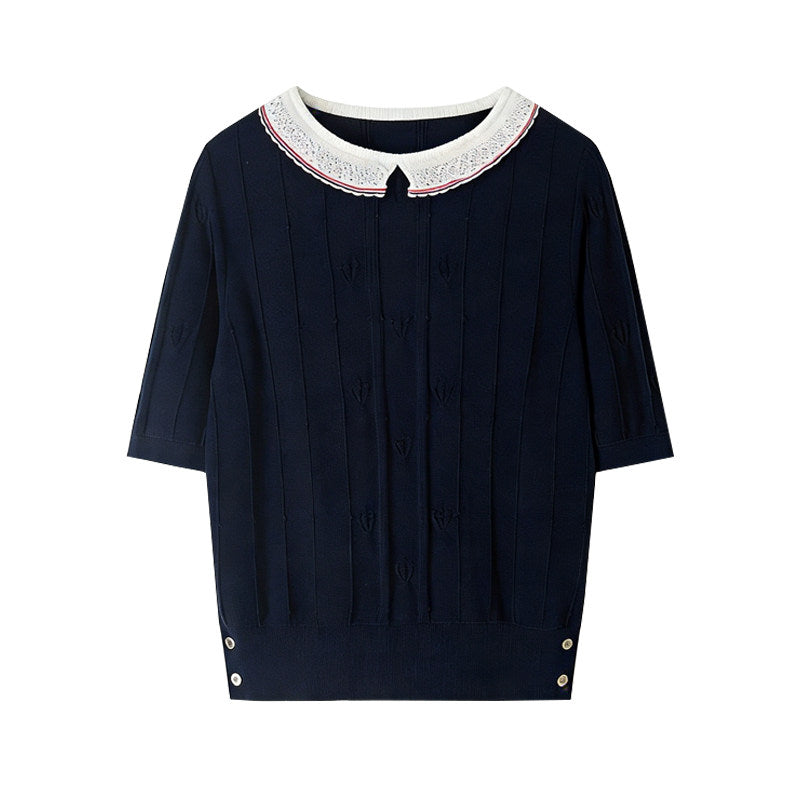 2026ss Women's Lace Collar Knit Top