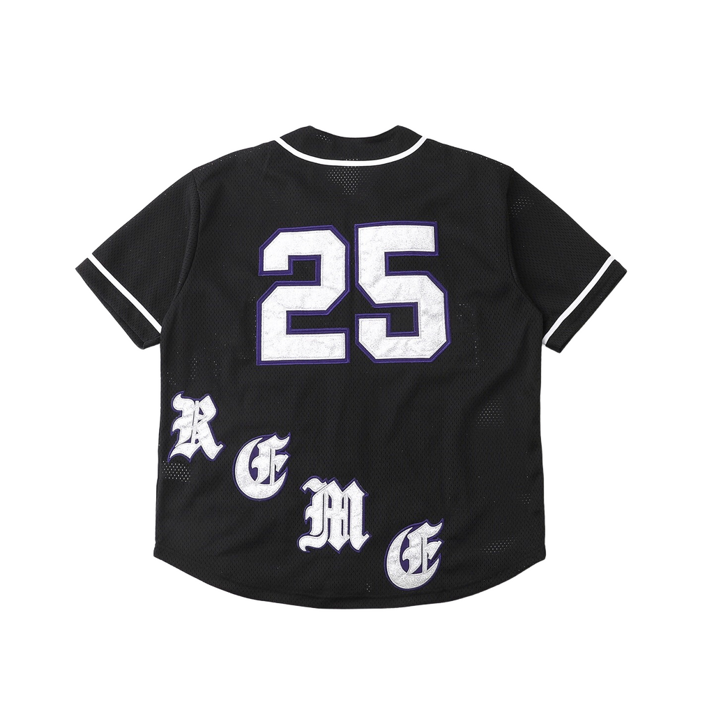 Gothic Sanskrit Twill Appliqué Mesh Baseball Jersey