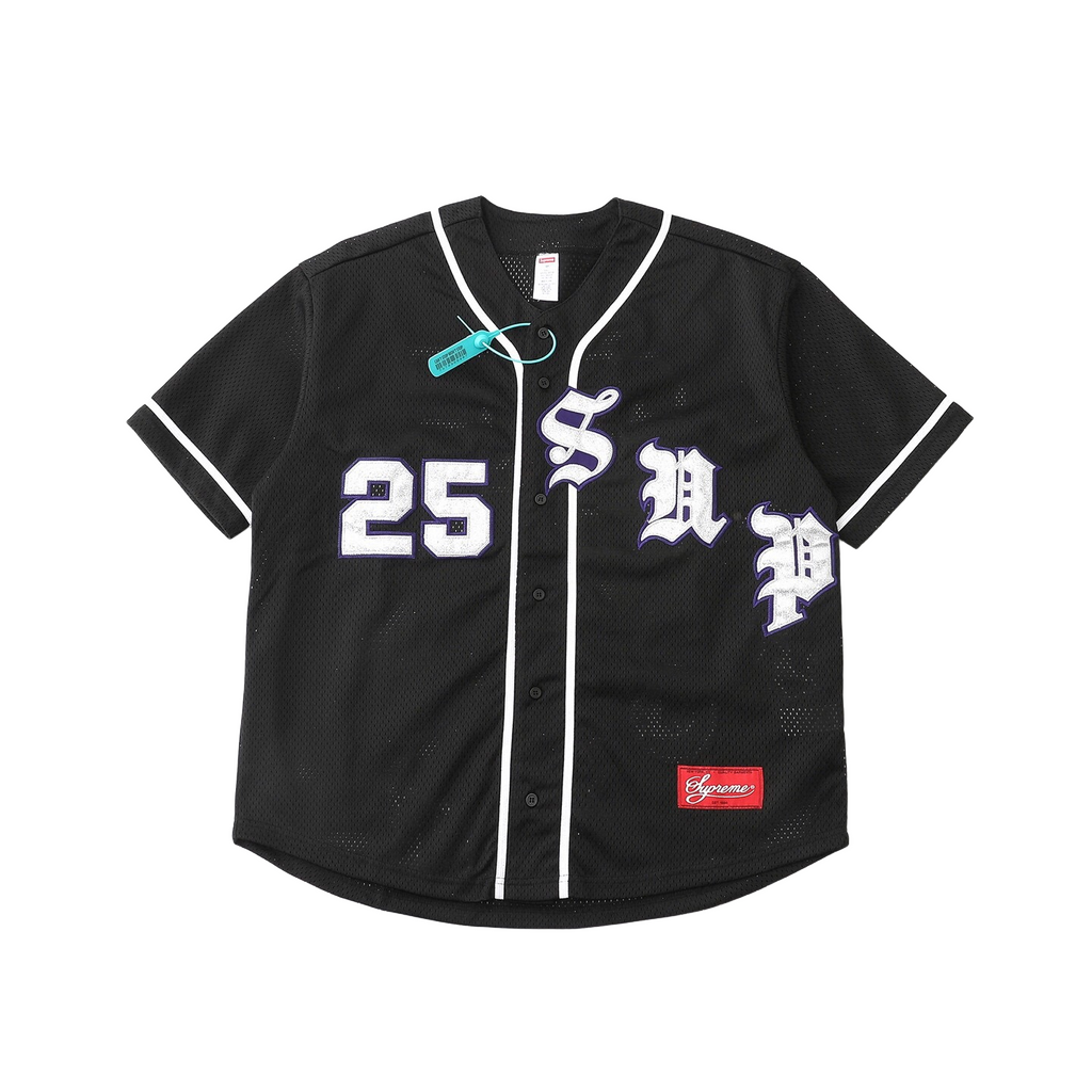 Gothic Sanskrit Twill Appliqué Mesh Baseball Jersey