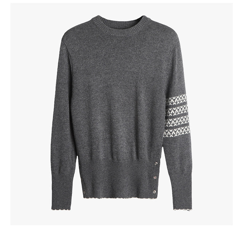 2026SS Men's Four-Stripe Crew Neck Knit Sweater