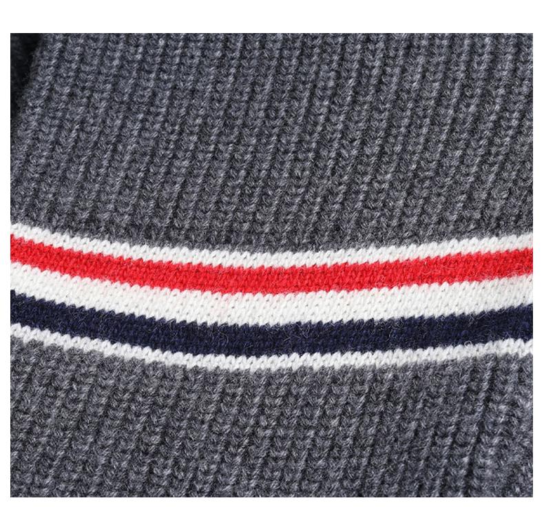 Mens double sleeve striped wool coat 