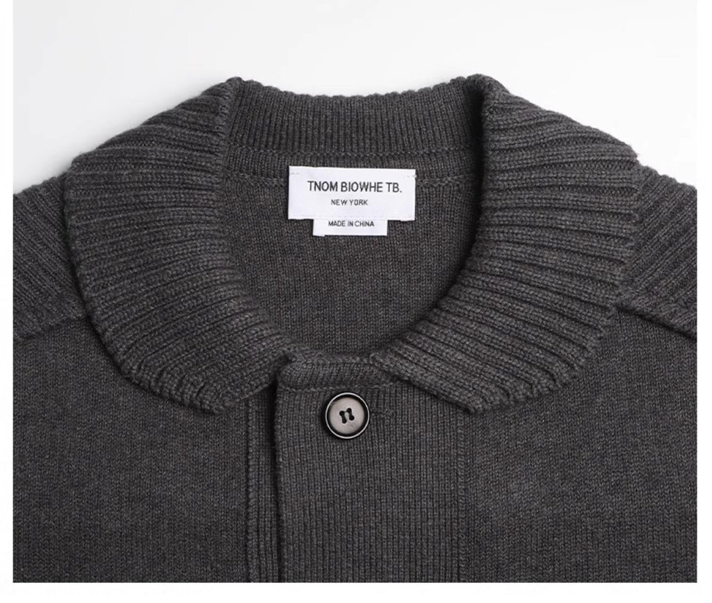 Mens four-bar lapel sweater jacket 