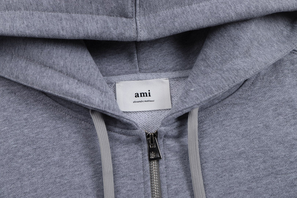 AMI PARIS Black Heart Zipper Cardigan