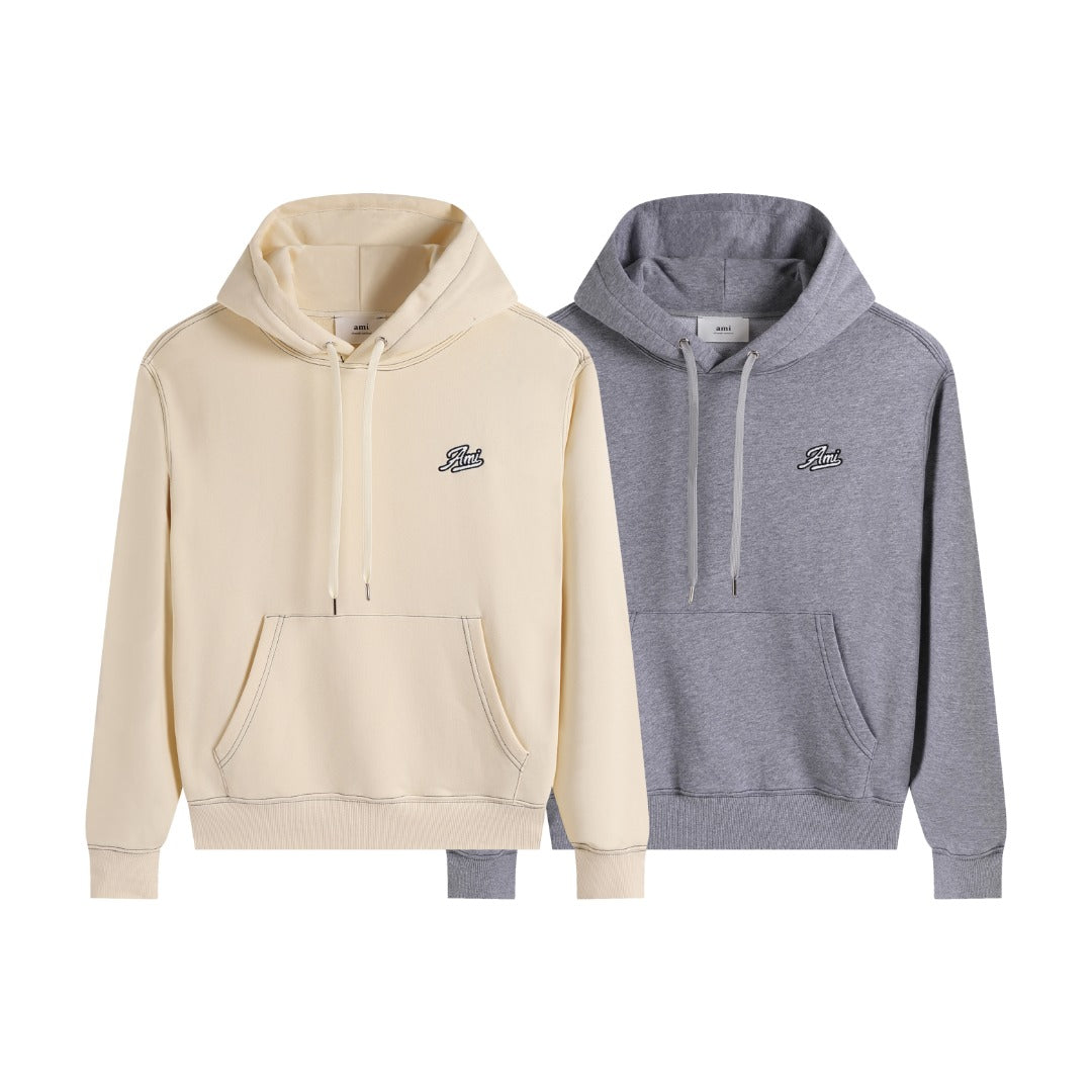 AMI Paris Unisex Hoodie | Grey & Apricot