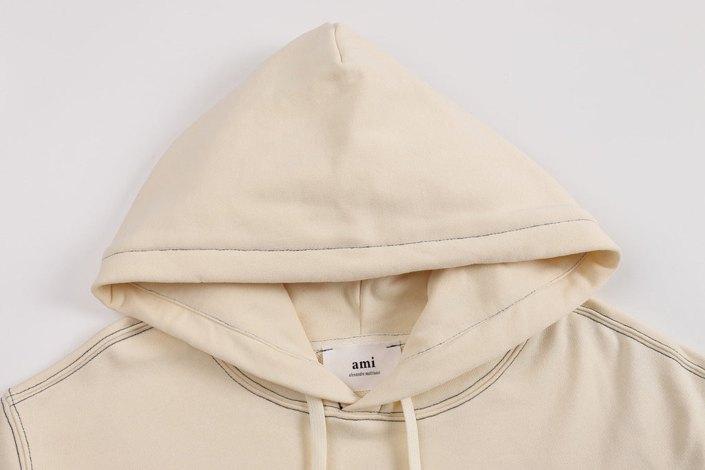 AMI Paris Unisex Hoodie | Grey & Apricot