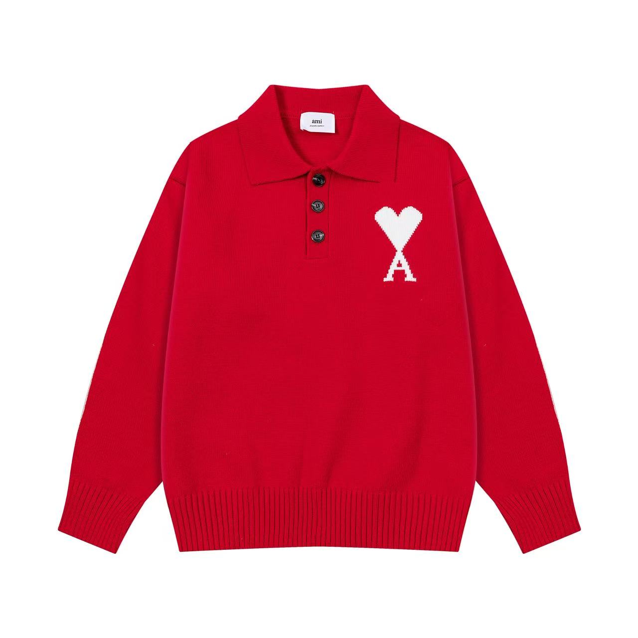 AMI PARIS Heart Embroidered Crew Neck Sweater