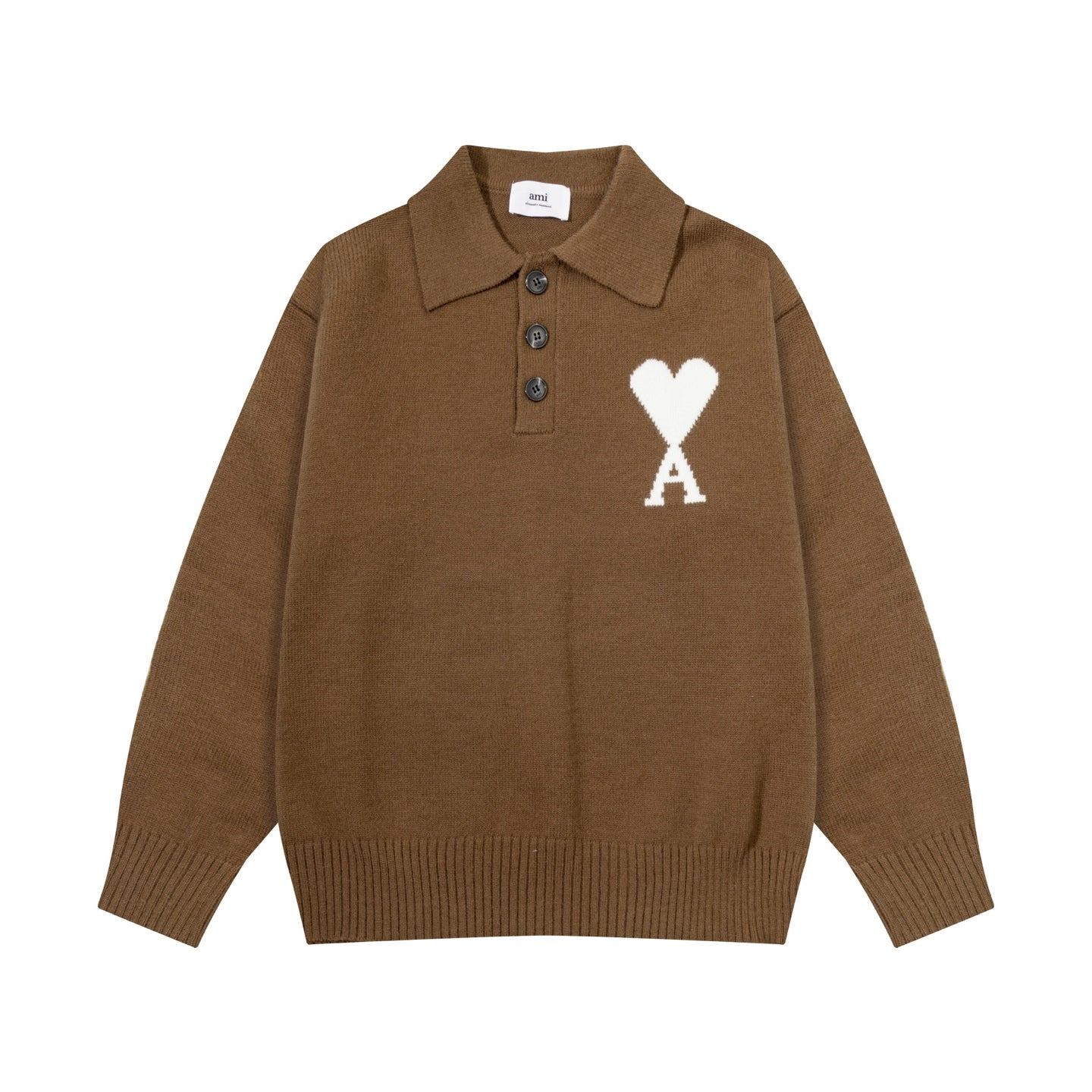 AMI PARIS Heart Embroidered Crew Neck Sweater