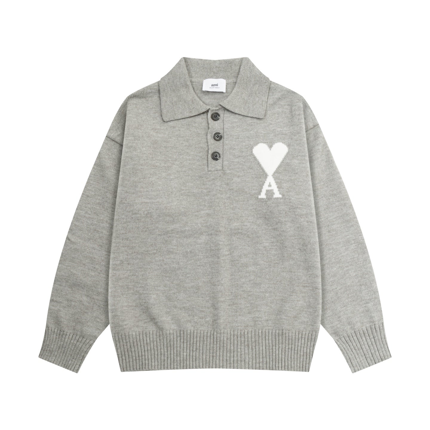 AMI PARIS Heart Embroidered Crew Neck Sweater