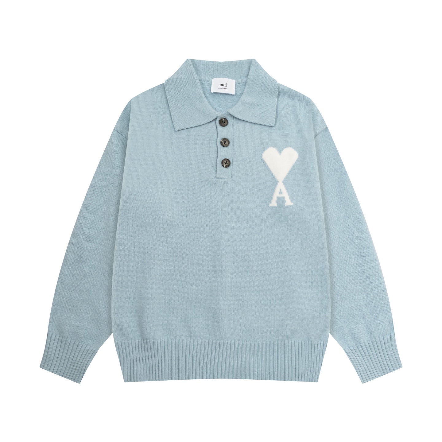 AMI PARIS Heart Embroidered Crew Neck Sweater