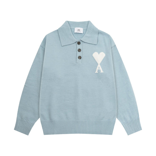 AMI PARIS Heart Embroidered Crew Neck Sweater