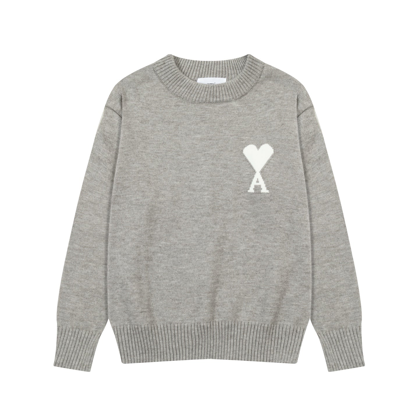 AMI Paris White Heart Embroidered Crewneck Sweater