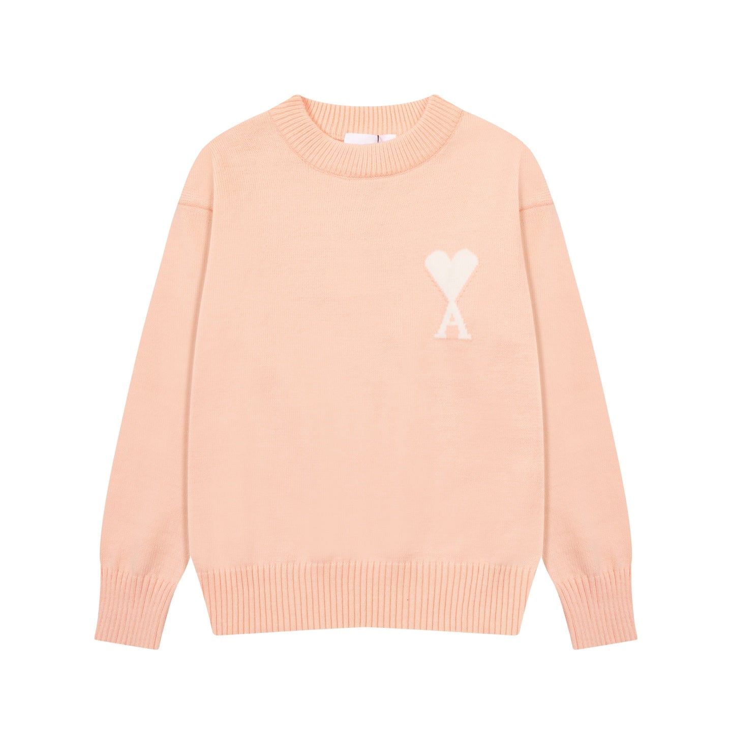 AMI Paris White Heart Embroidered Crewneck Sweater