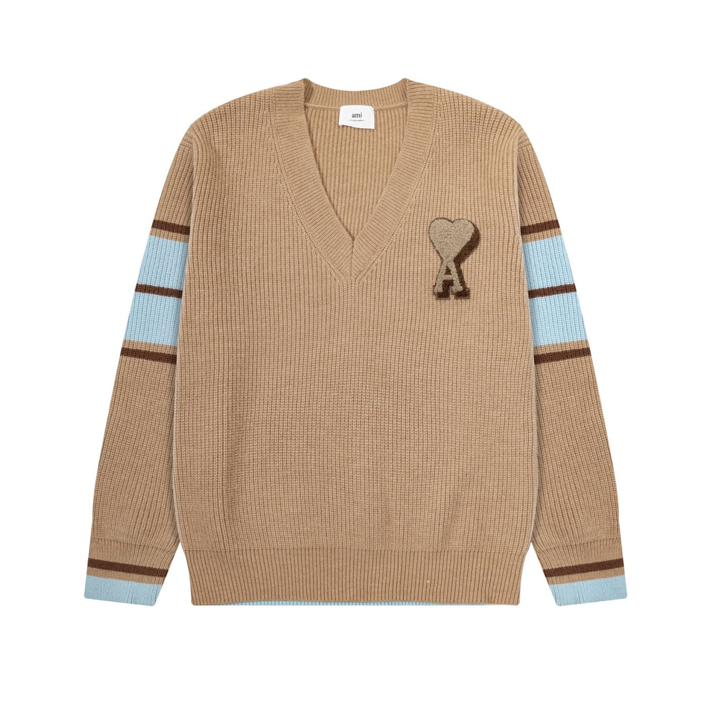 AMI PARIS Relaxed V-Neck Knit Sweater