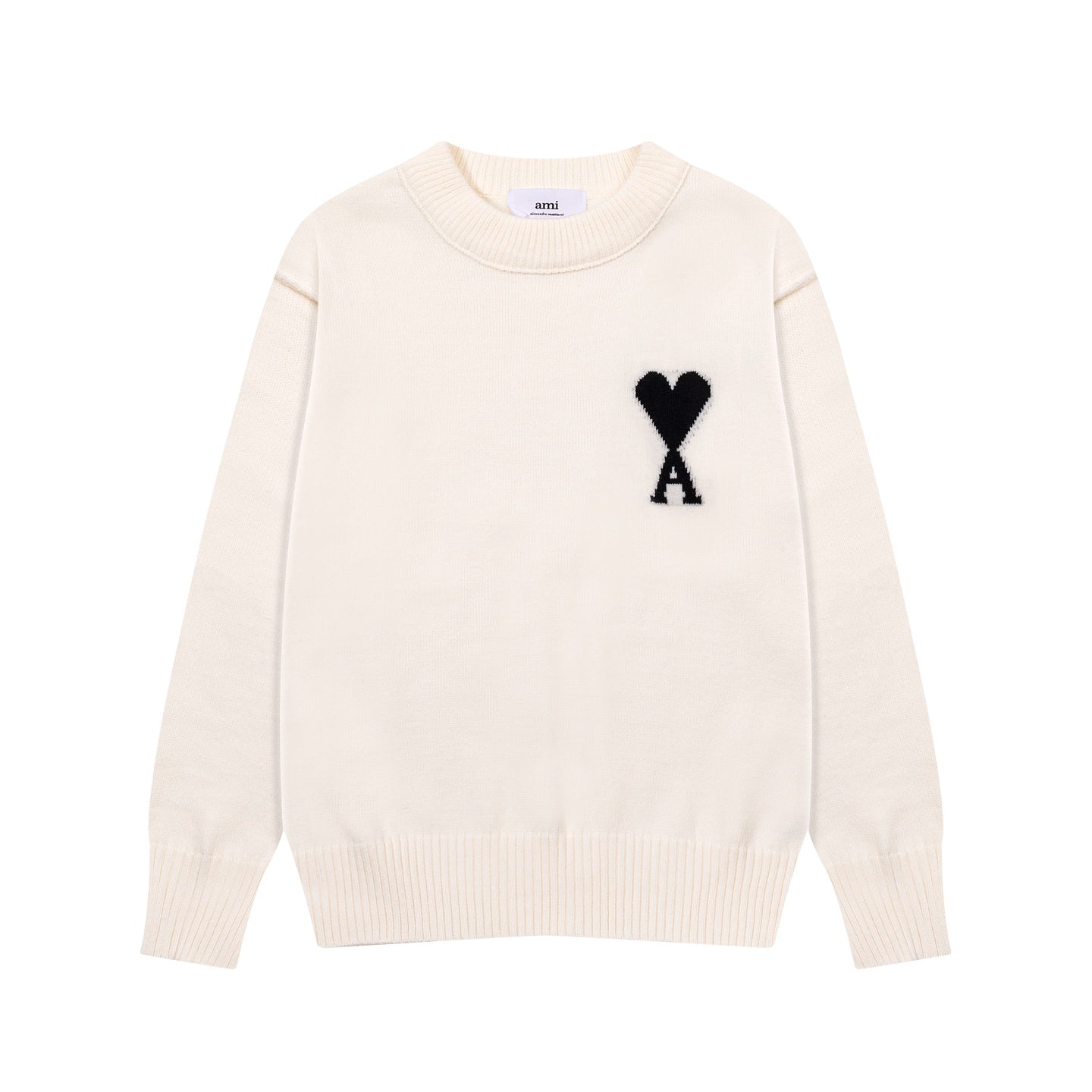 AMI PARIS Black Heart Logo Crewneck Sweater