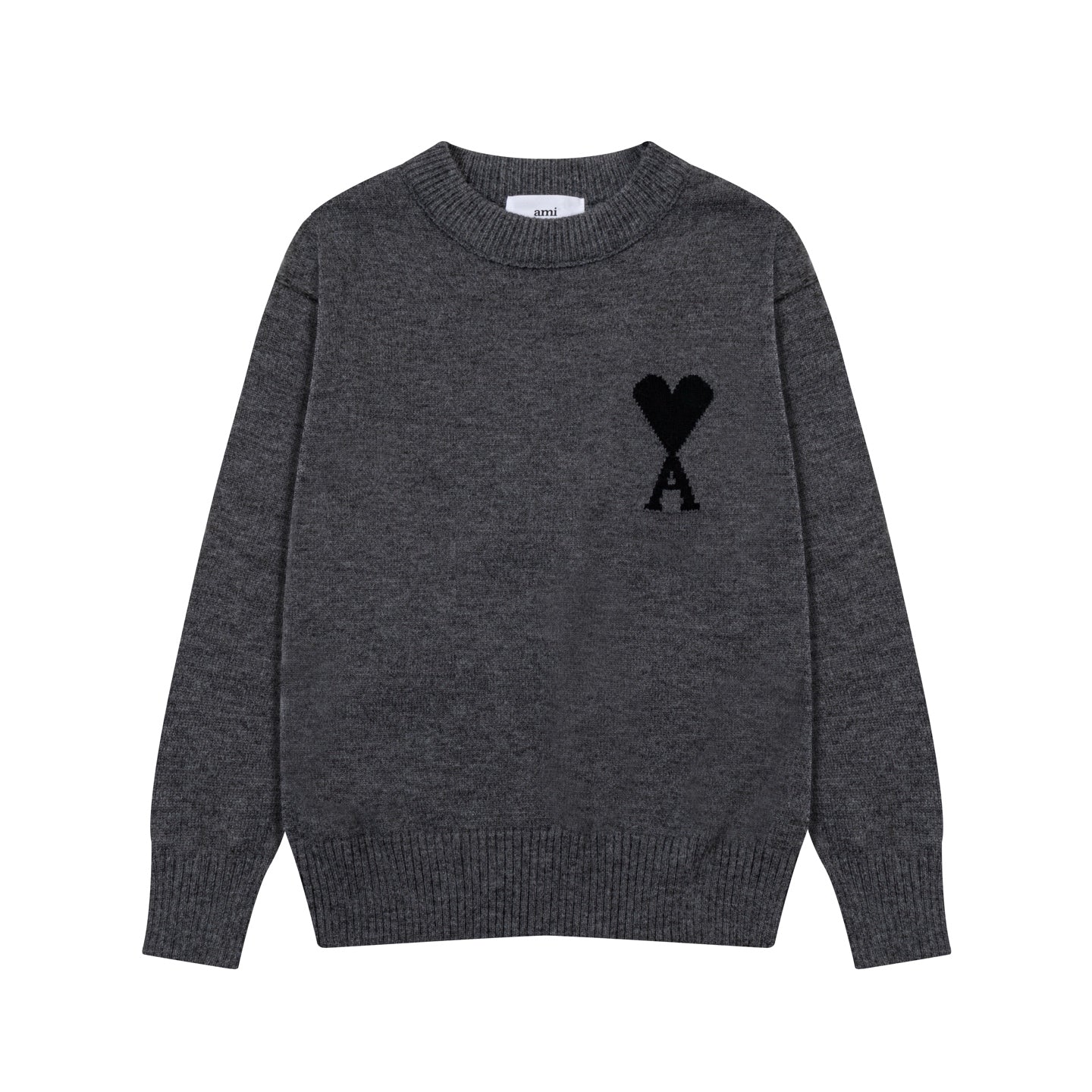 AMI PARIS Black Heart Logo Crewneck Sweater
