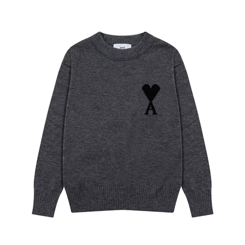 AMI PARIS Black Heart Logo Crewneck Sweater