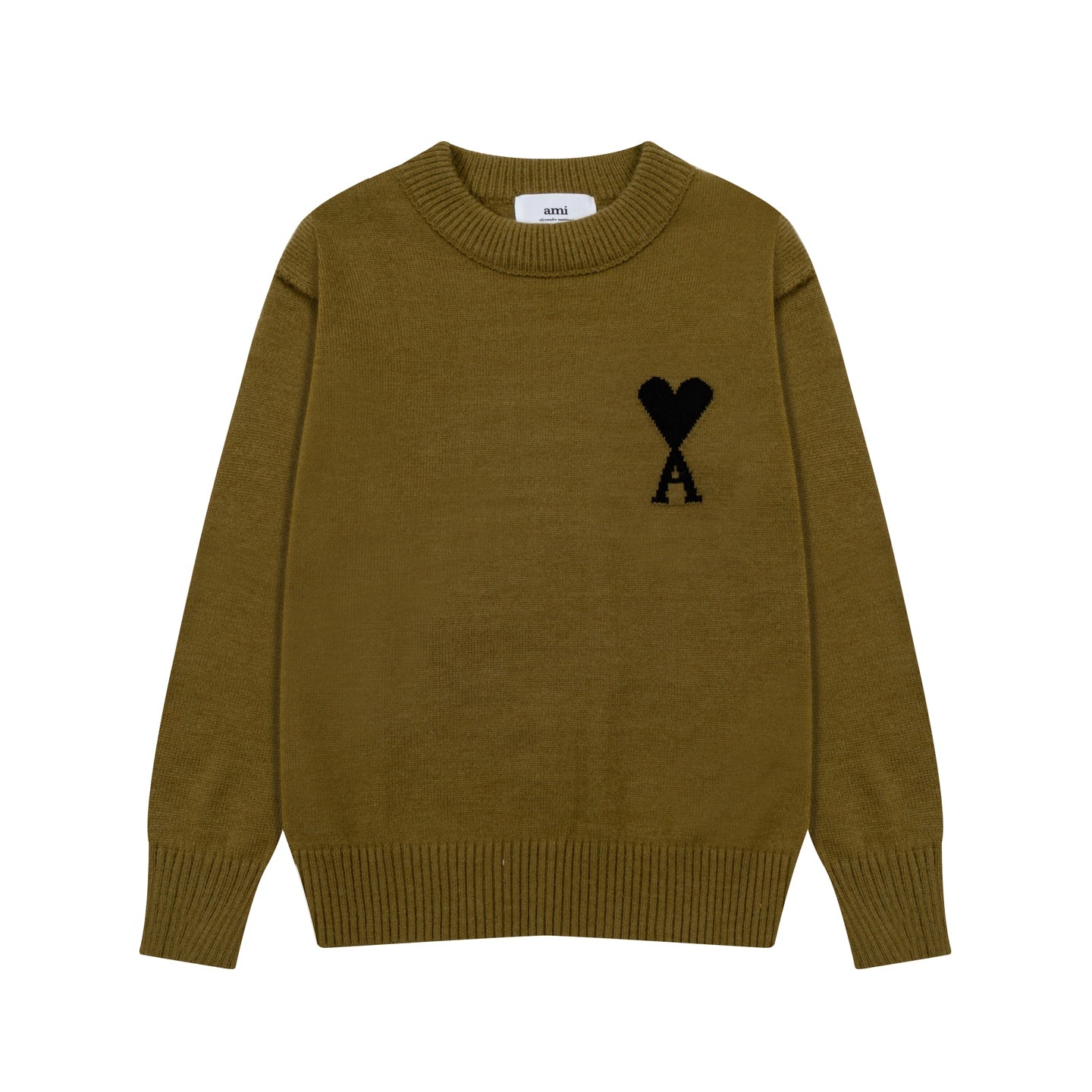 AMI PARIS Black Heart Logo Crewneck Sweater