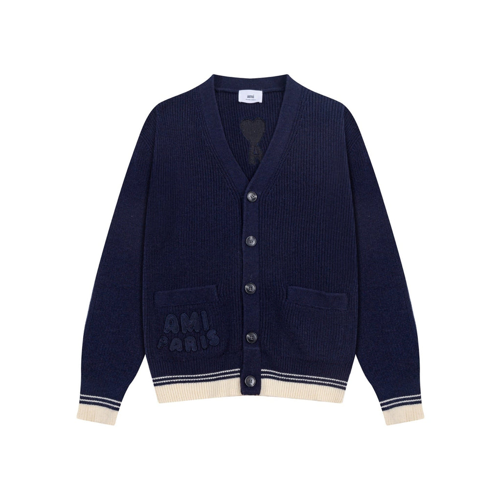 Striped V-Neck Knit Cardigan ¨C Unisex