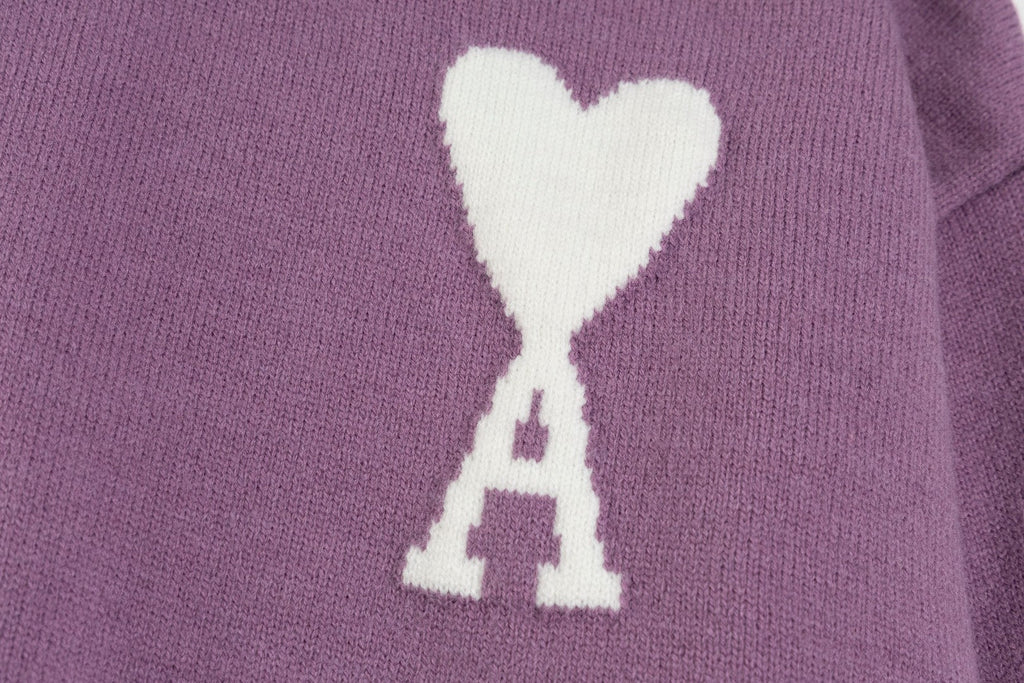 AMI PARIS Jacquard Heart Crew Neck Sweater