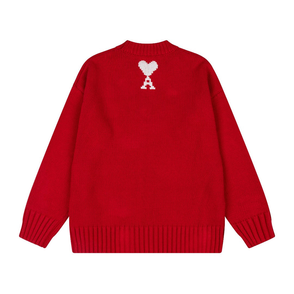 AMI PARIS Jacquard Heart Crewneck Sweater