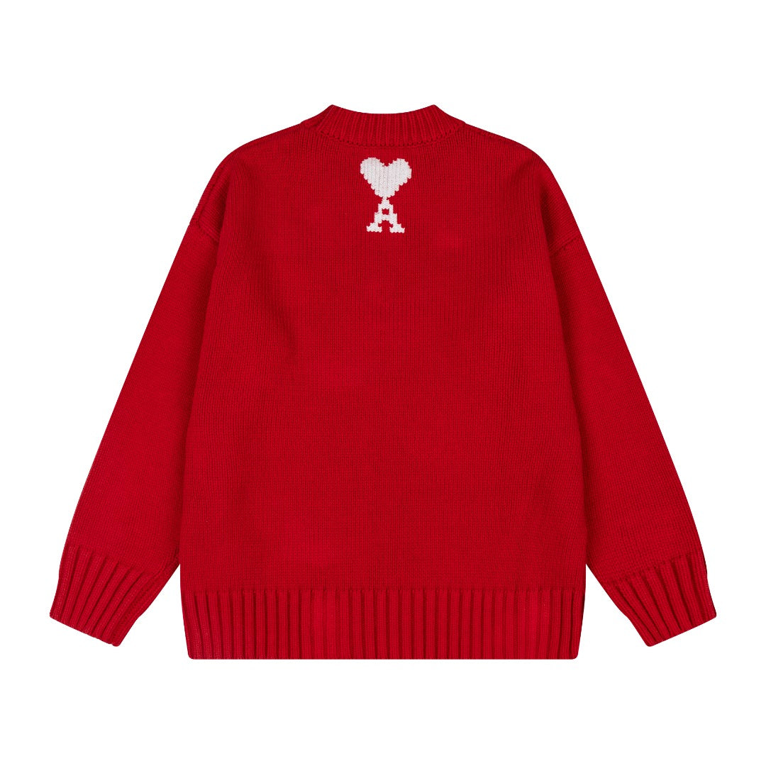 AMI PARIS Jacquard Heart Crewneck Sweater