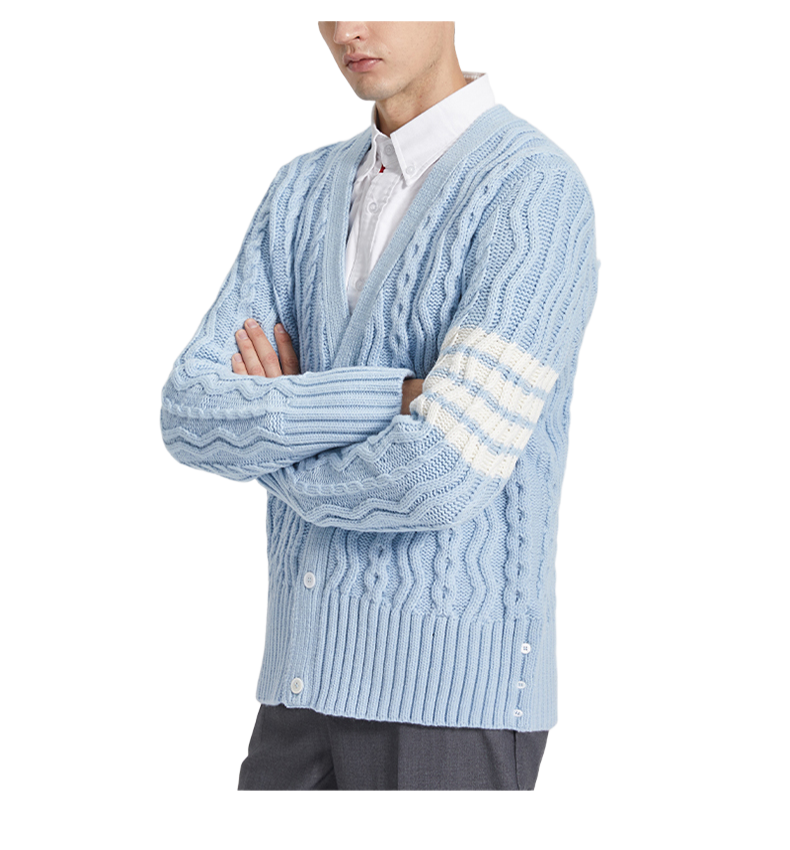 Classic Striped Cable Sweater Jacket  TREND