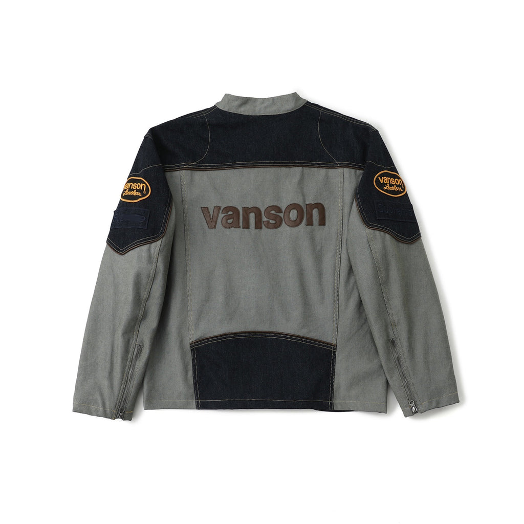 Heavy Embroidered Leather Logo Moto Jacket