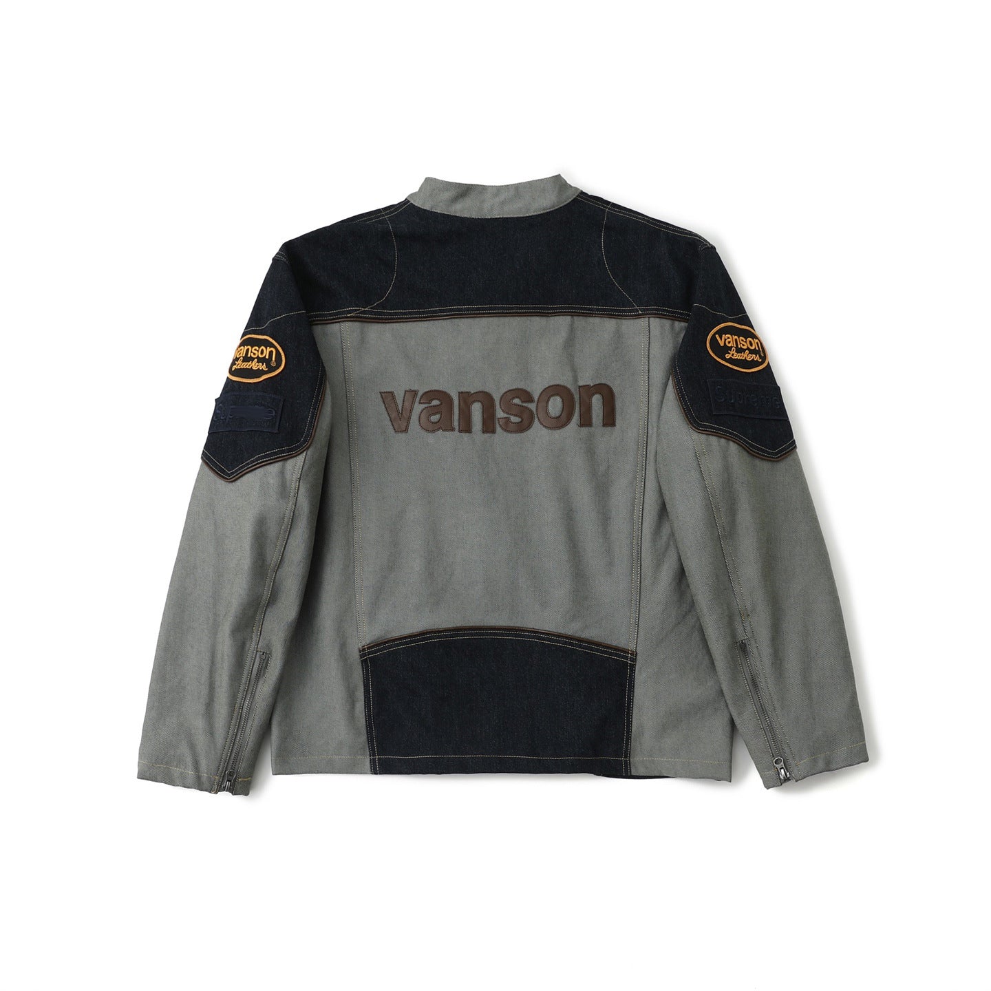 Heavy Embroidered Leather Logo Moto Jacket