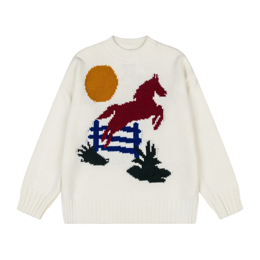 AMI PARIS Jacquard Heart Crewneck Sweater