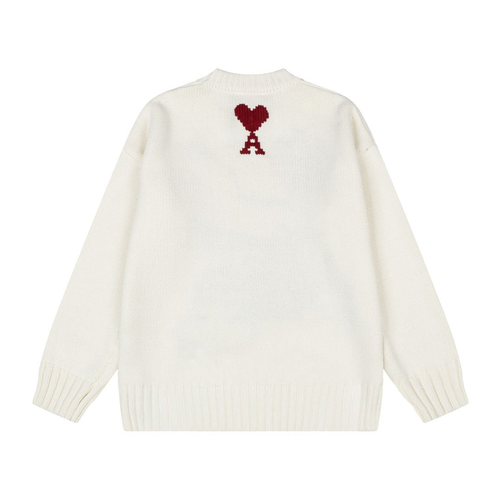 AMI PARIS Jacquard Heart Crewneck Sweater