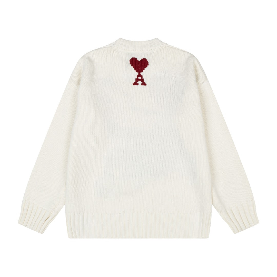 AMI PARIS Jacquard Heart Crewneck Sweater