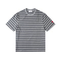 AMI PARIS Heart Embroidery Striped Short-Sleeve T-Shirt ¨C Gray & Brown