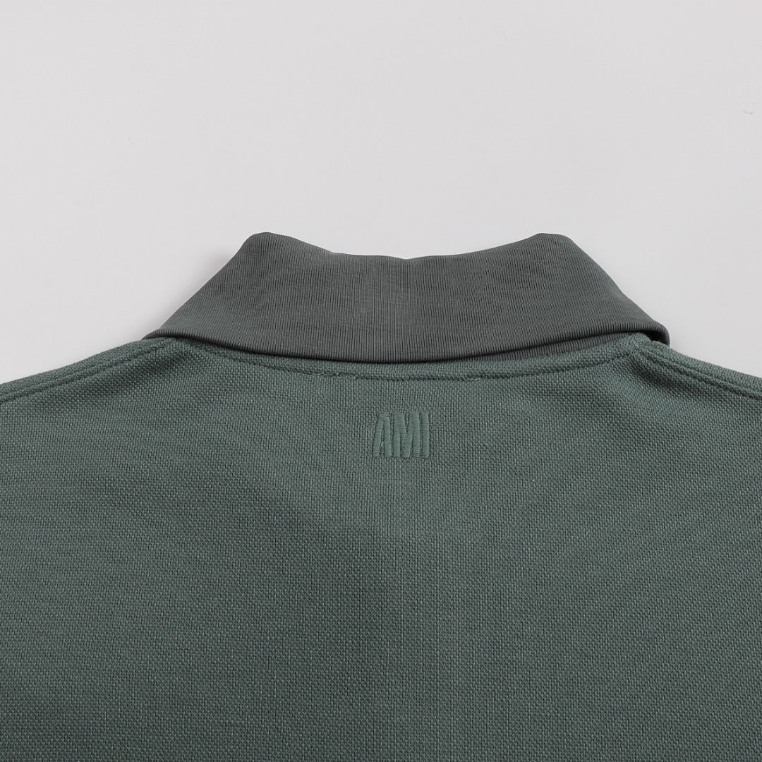 AMI PARIS Heart Embroidery Long-Sleeve Polo Shirt ¨C 5 Colors