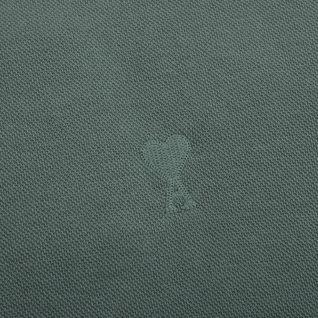 AMI PARIS Heart Embroidery Long-Sleeve Polo Shirt ¨C 5 Colors